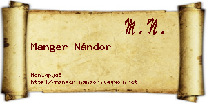 Manger Nándor névjegykártya