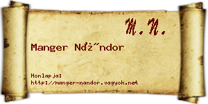 Manger Nándor névjegykártya